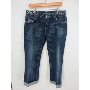 Cowgirl Tuff Co Jeans 32 capri Studded Rhinestone Embellished Western Rodeo Glam